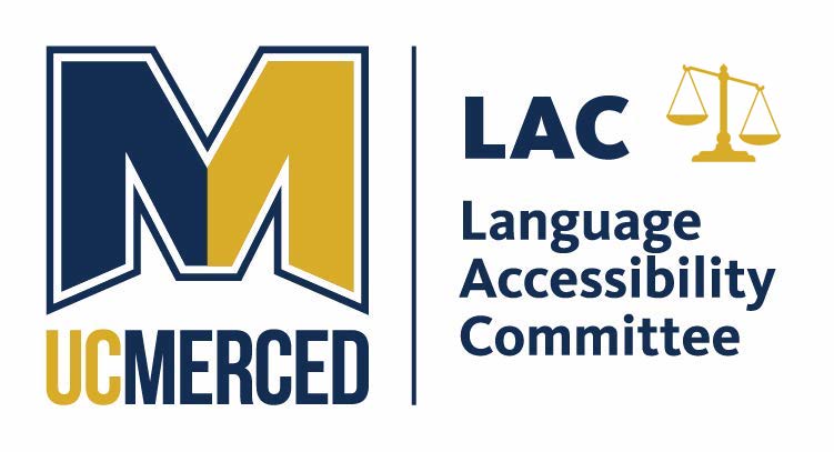 Language Accessibility Logo in UCM Blue and Gold Colors