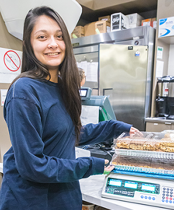 Junior Kaitlyn Aldaz has helped rescue food as the first intern for the Bobcat Eats Food Waste Awareness and Prevention Program.