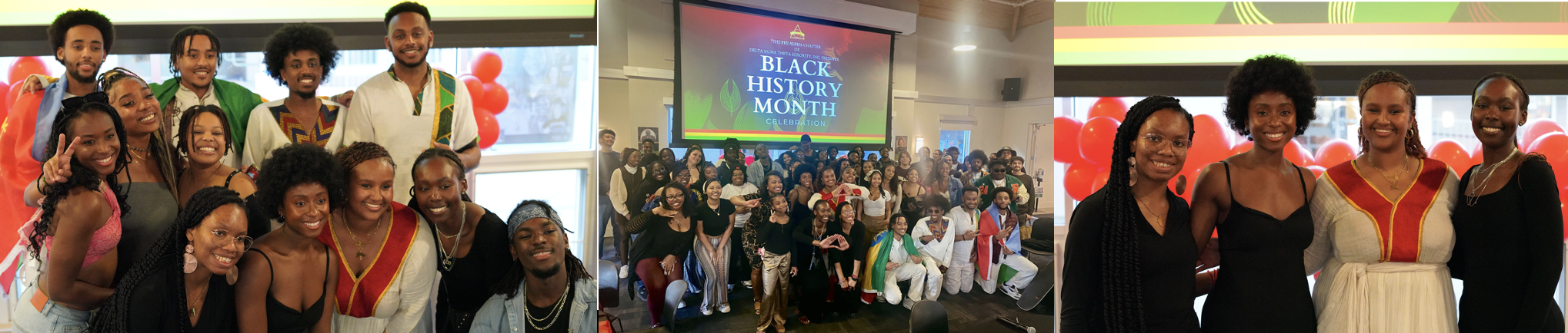 Images displaying students from various Black Student Organizations, a group image, and the last picture is of some of the student leads for the event.