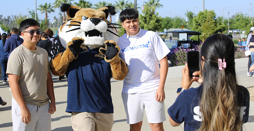 Bobcat Day students and Rufus